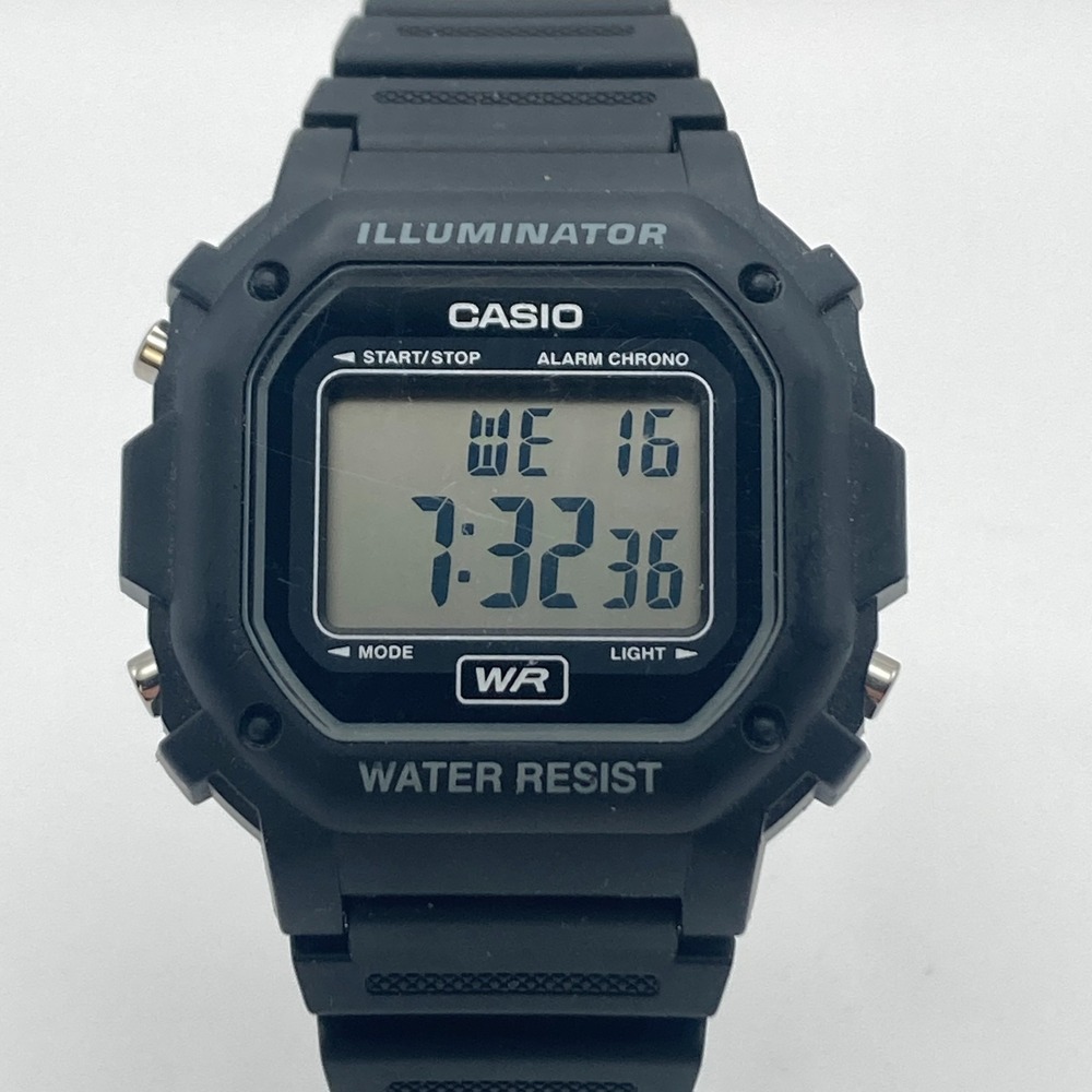 Casio Illuminator Watch Men 43mm Black Digital 3224 F-108WH Alarm Chrono Date